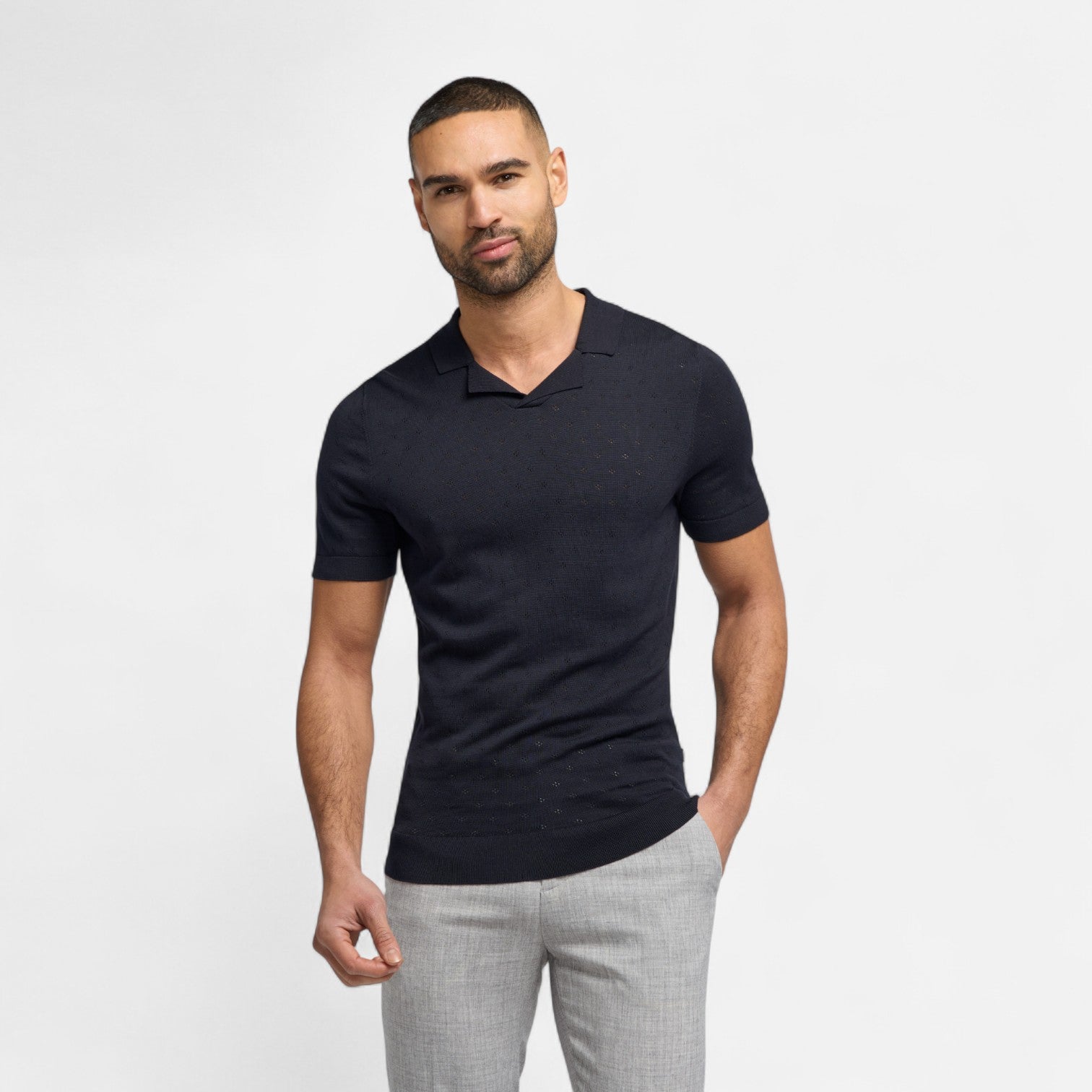 Cavani Casual Wear- Alfan gebreide polo navy