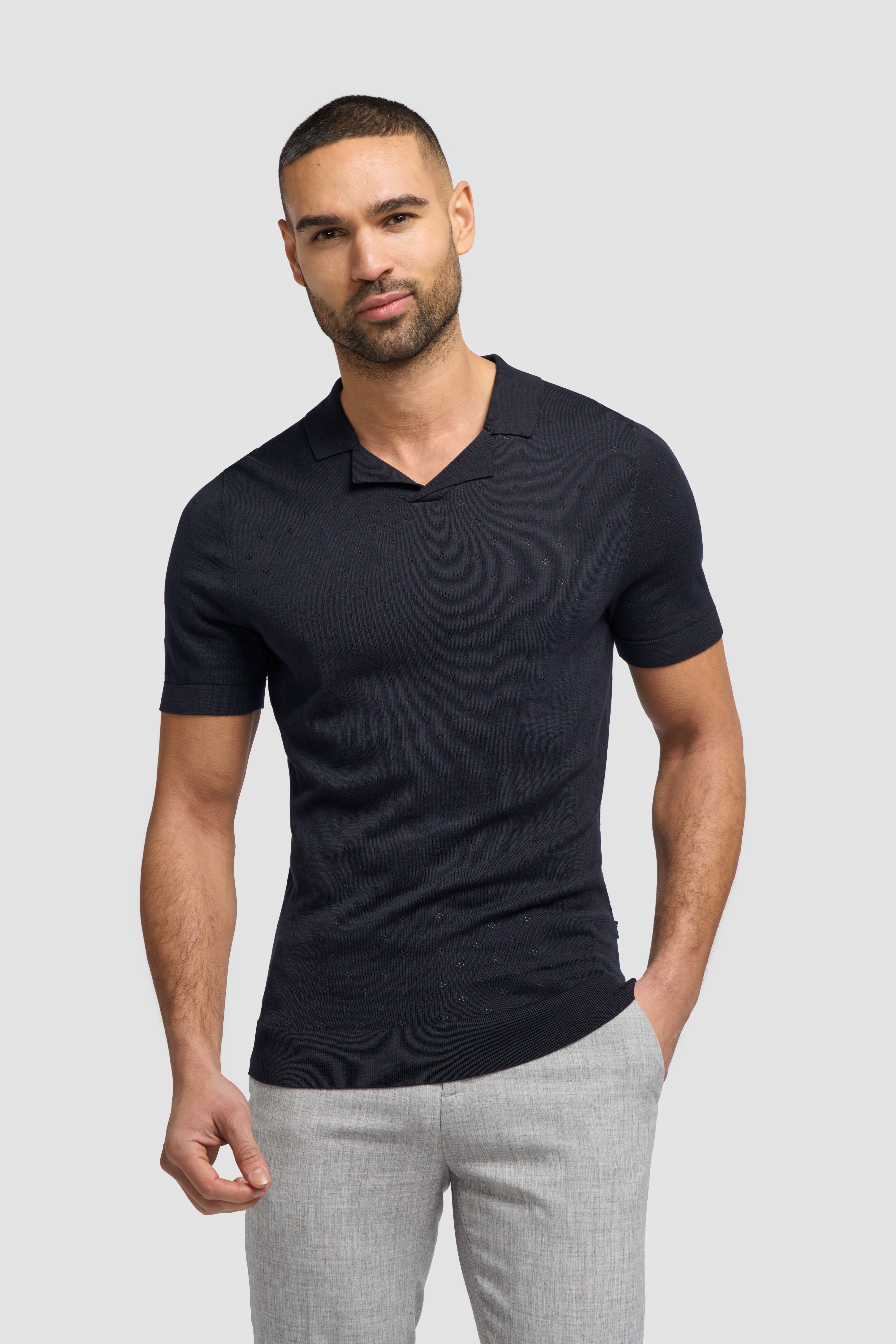 Cavani Casual Wear- Alfan gebreide polo navy
