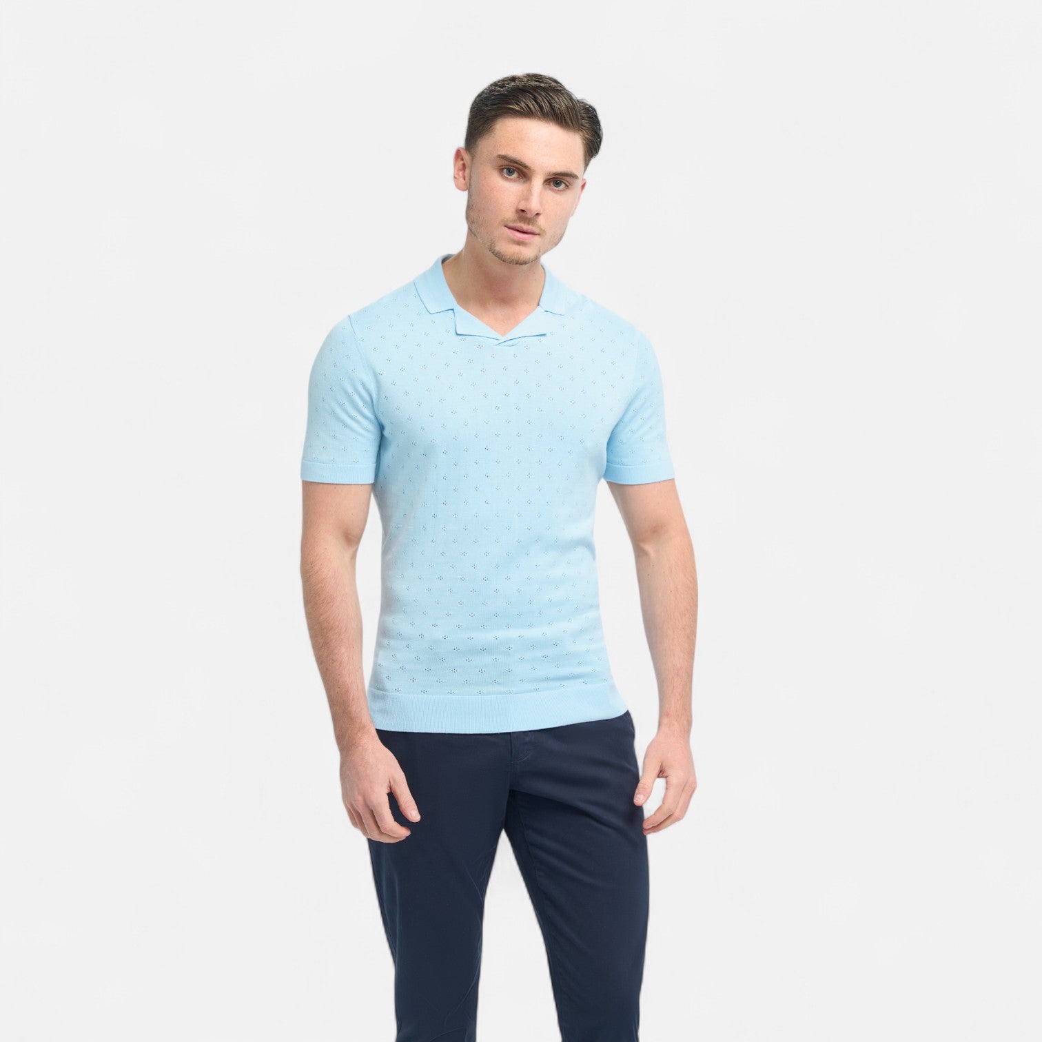 Cavani Casual Wear- Alfan gebreide polo hemelsblauw