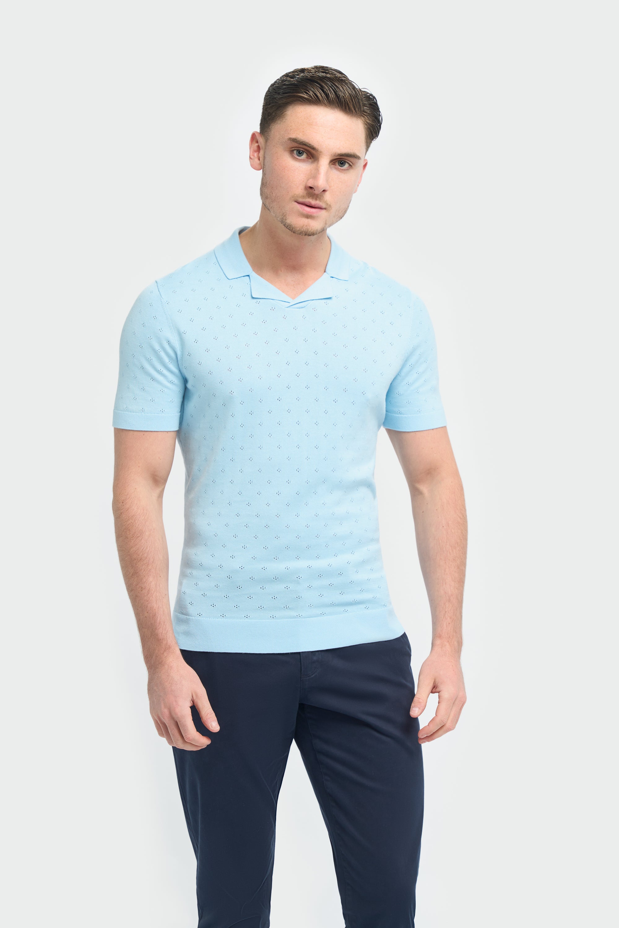 Cavani Casual Wear- Alfan gebreide polo hemelsblauw